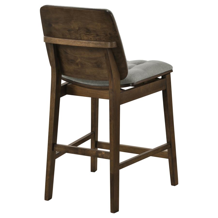 Redbridge Grey Velvet Upholstered Counter Height Chair with Walnut Frame Set of 2