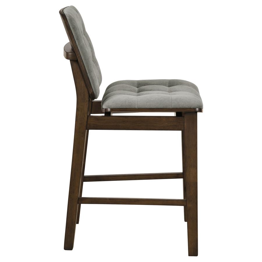 Redbridge Grey Velvet Upholstered Counter Height Chair with Walnut Frame Set of 2