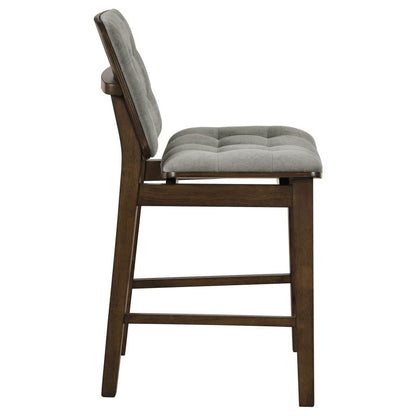 Redbridge Grey Velvet Upholstered Counter Height Chair with Walnut Frame Set of 2