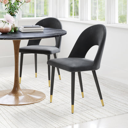 Menlo Dining Chair Set of 2 - Black Stylish and Sleek Upholstered Chairs for Modern Dining Rooms