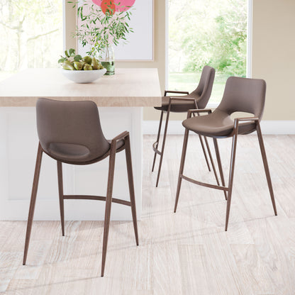 Desi Counter Stool Set of 2 - Sophisticated Brown & Walnut Design for Modern Kitchens and Dining Spaces