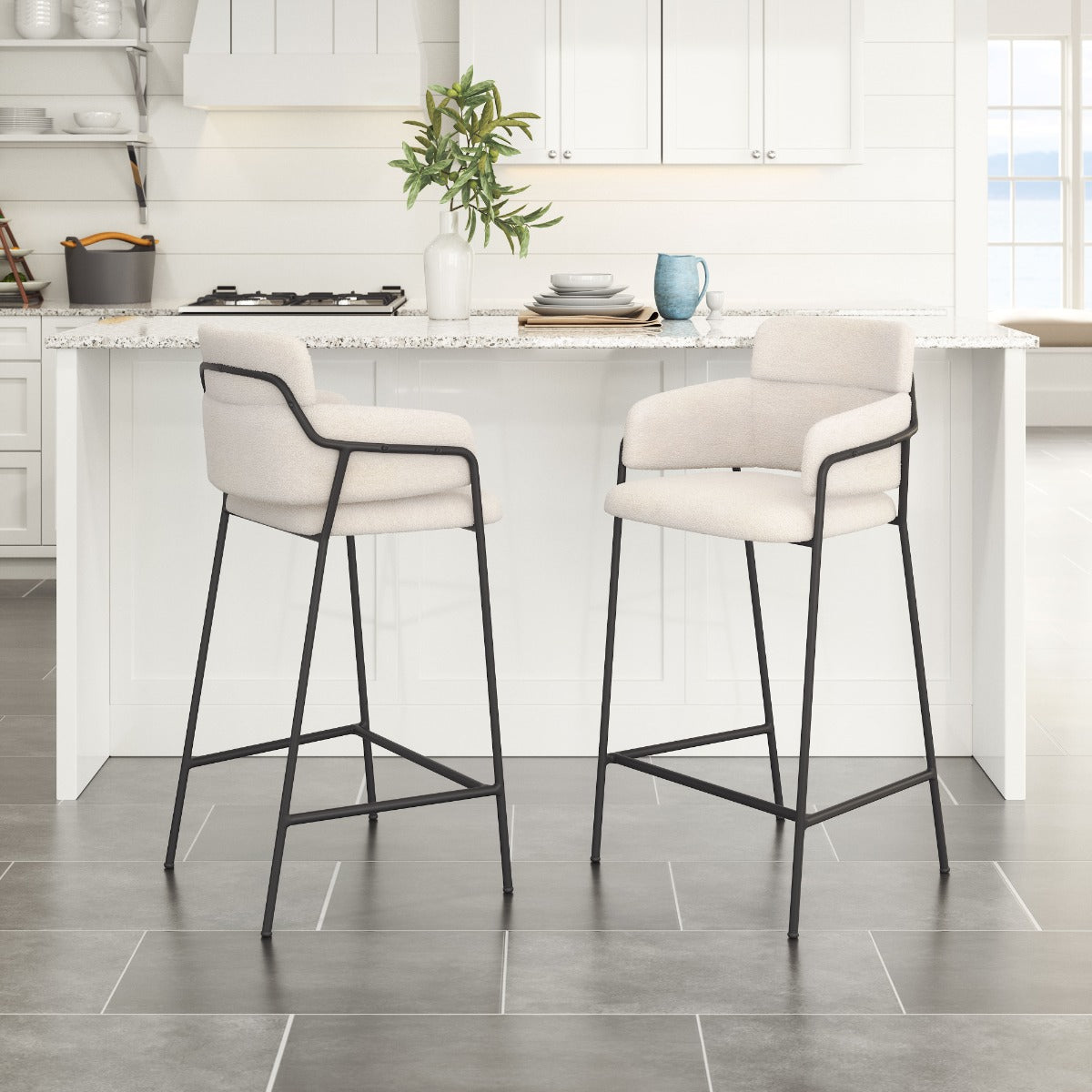 Marcel Counter Stool (Set of 2) Cream