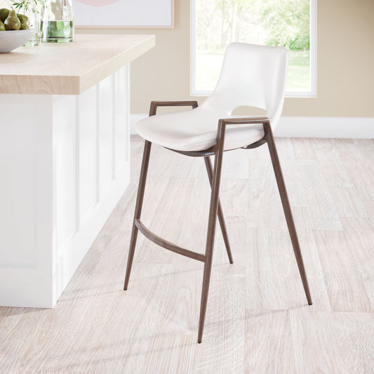 Desi Counter Stool (Set of 2) White & Walnut