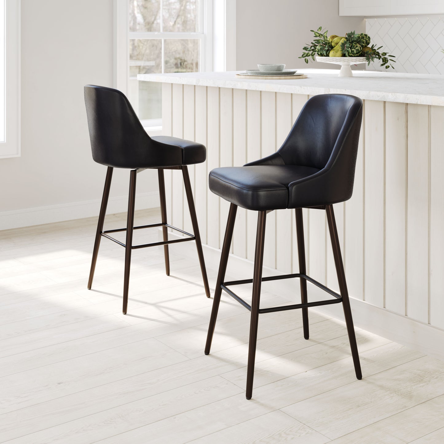 Keppel Swivel Barstool Black & Bronze