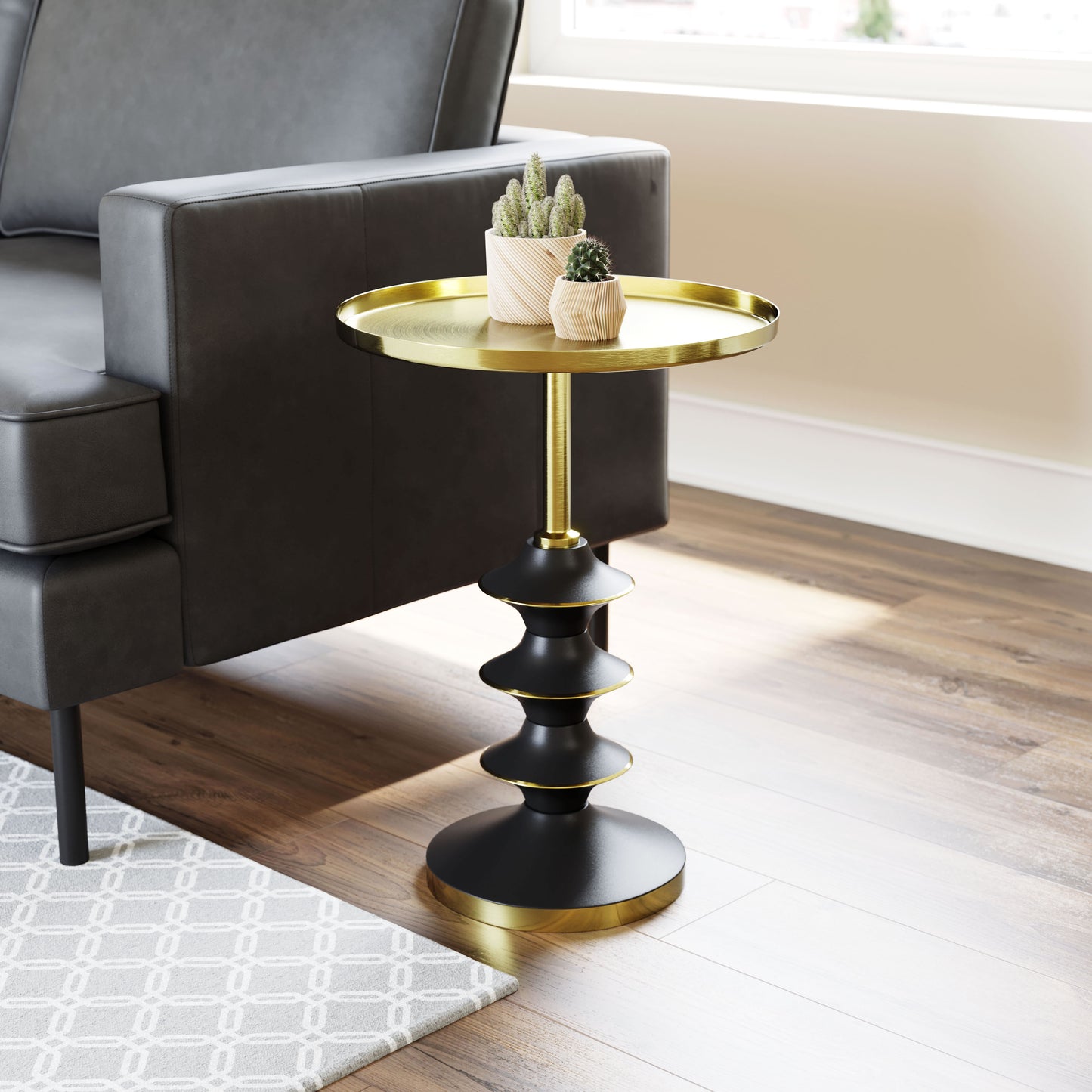 Donahue Side Table Gold & Black