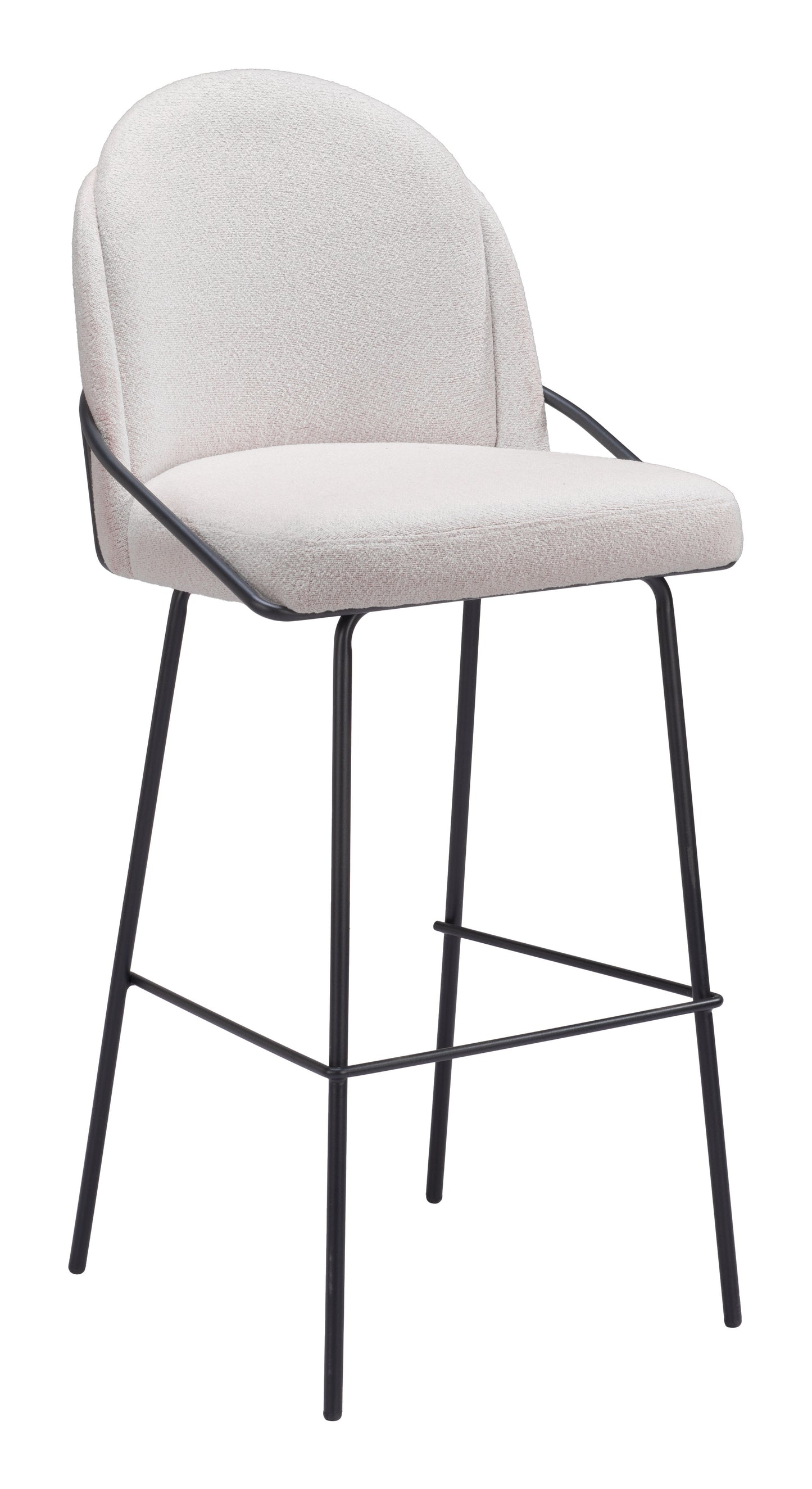 Jambi Barstool Set of 2 - Ivory Elegant and Comfortable Upholstered Barstools for Modern Kitchens and Bars