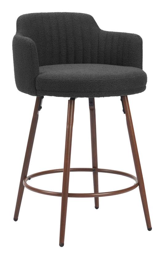 Kono Swivel Counter Stool (Set of 2) Black & Walnut - Stylish & Functional Counter Stools with a Chic Black Upholstery and Walnut Wood Accents for a Modern Look