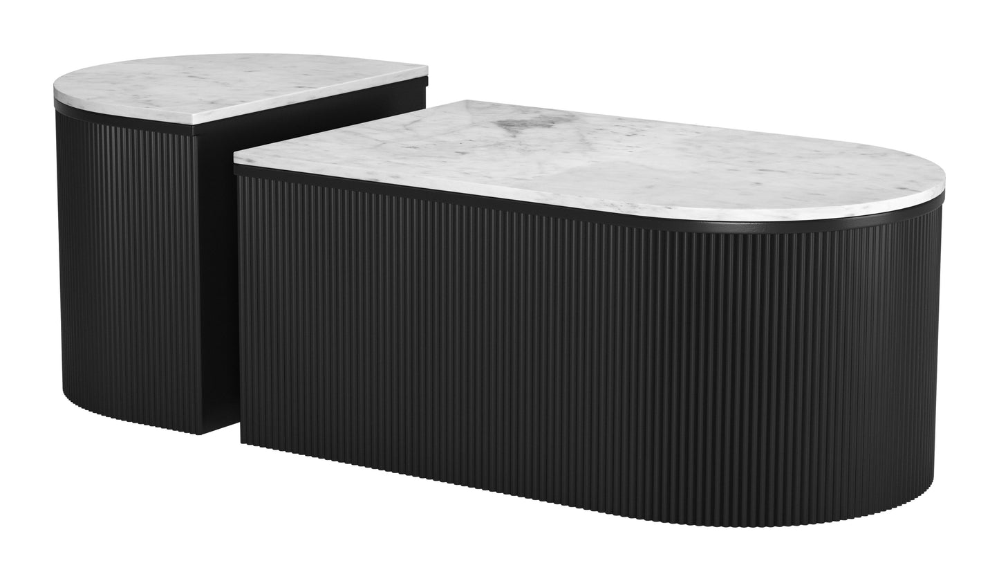 Ormara Coffee Table Set (2-Piece) - White & Black Sleek and Modern Coffee Tables for Contemporary Living Spaces