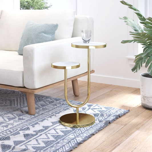 Marc Side Table White & Gold