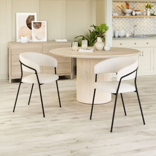 Josephine Dining Chair Set of 2 - Elegant Cream Design for Chic Dining Rooms and Modern Interiors