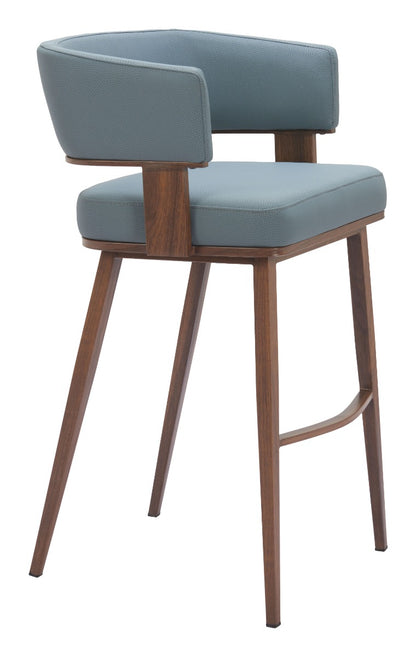 Poise Barstool (Set of 2) Azure Gray & Walnut