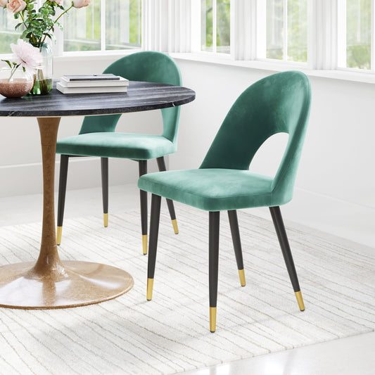 Menlo Dining Chair Set of 2 - Green Stylish and Comfortable Upholstered Chairs for Contemporary Dining Rooms