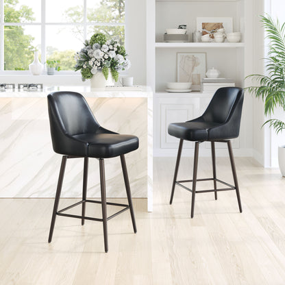 Keppel Swivel Counter Stool - Black & Bronze Modern and Stylish Swivel Stool for Contemporary Kitchens and Dining Spaces