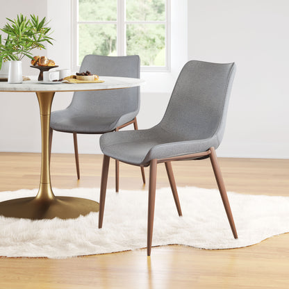 Magnus Dining Chair Set of 2 - Slate Gray & Walnut Modern and Stylish Upholstered Chairs for Elegant Dining Rooms