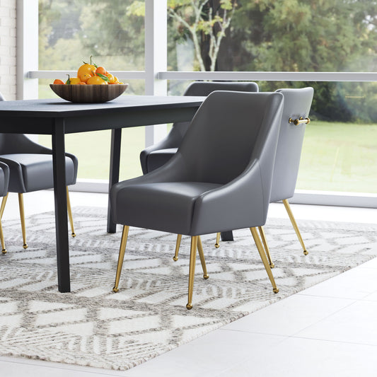 Maxine Dining Chair - Chic Gray & Gold Design for Contemporary Dining Rooms and Elegant Spaces