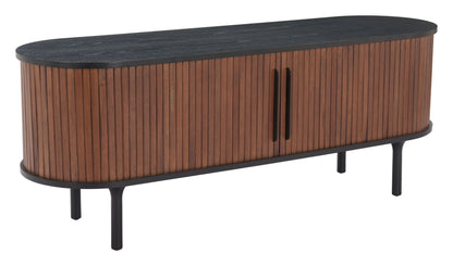 Koriana Entertainment Stand Black & Walnut – Modern Black & Walnut Entertainment Stand for Stylish Living Rooms