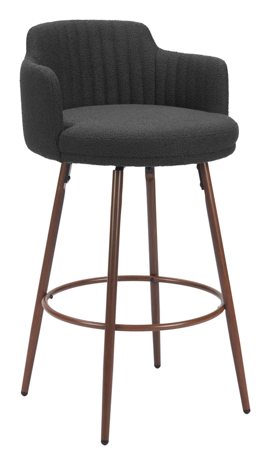 Kono Swivel Barstool (Set of 2) Black & Walnut - Sleek & Comfortable Barstools with Black Upholstery and Walnut Wood Details for a Contemporary, Stylish Touch