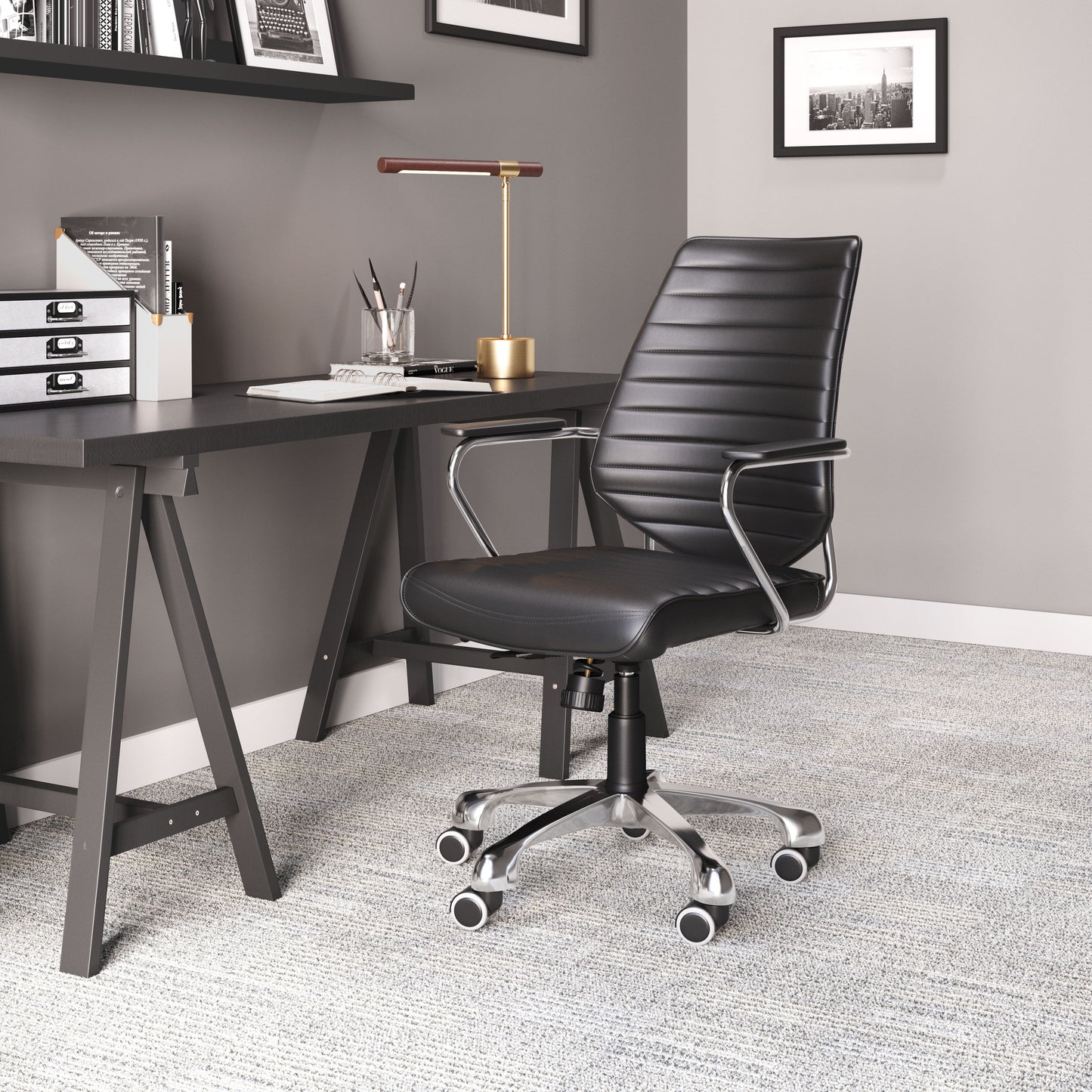 Enterprise Low Back Office Chair Black - Stylish & Comfortable Office Chair with a Classic Black Upholstery for a Contemporary, Professional Look