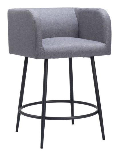 Horbat Counter Stool Set of 2 - Gray Stylish and Comfortable Upholstered Stools for Modern Kitchens and Dining Areas