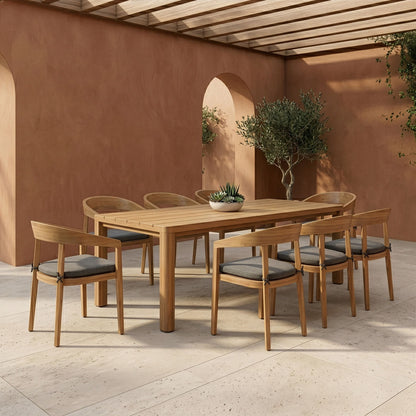 Evora Outdoor Eucalyptus Dining Table with 8 Sintra Chairs
