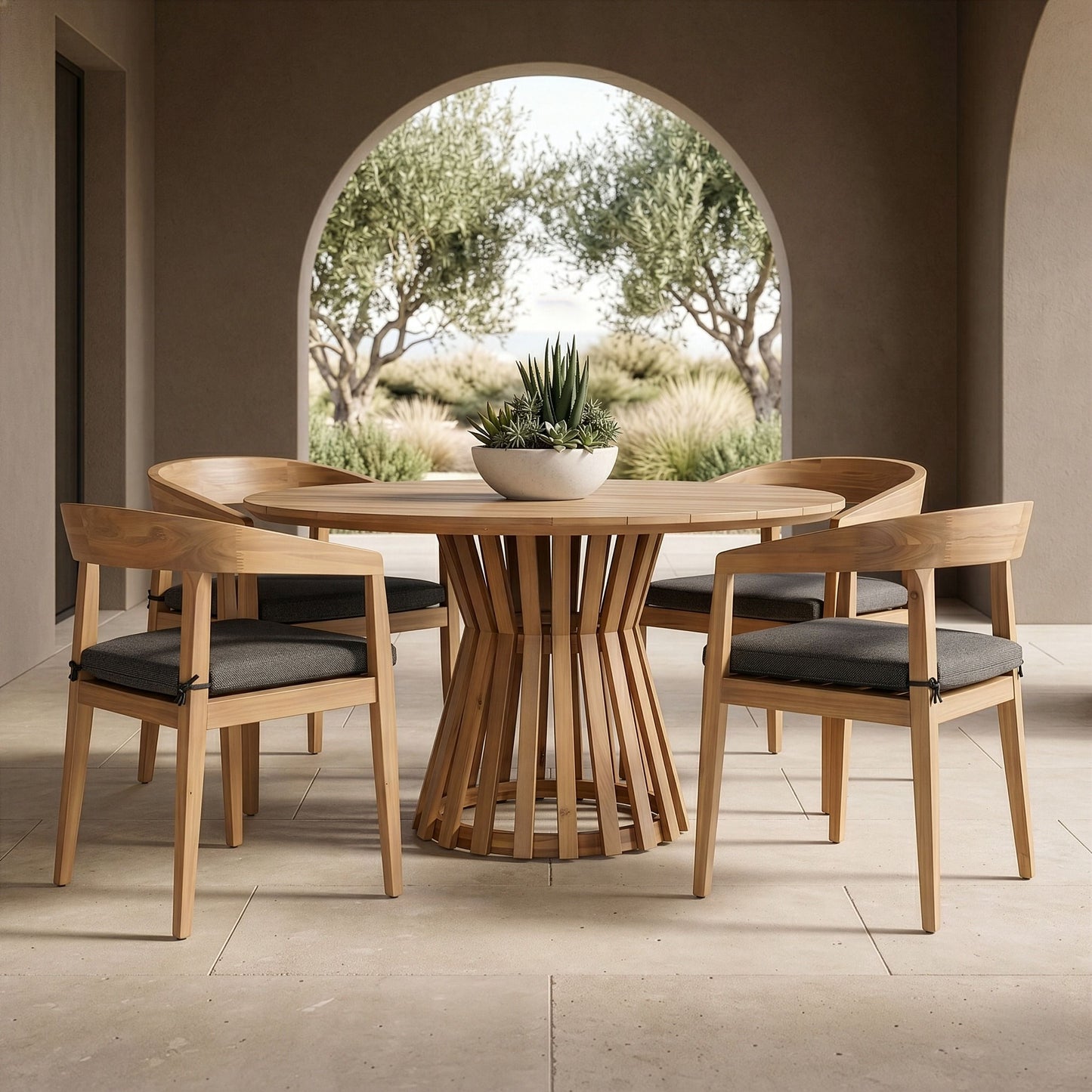 Sintra Outdoor Eucalyptus Round Dining Table