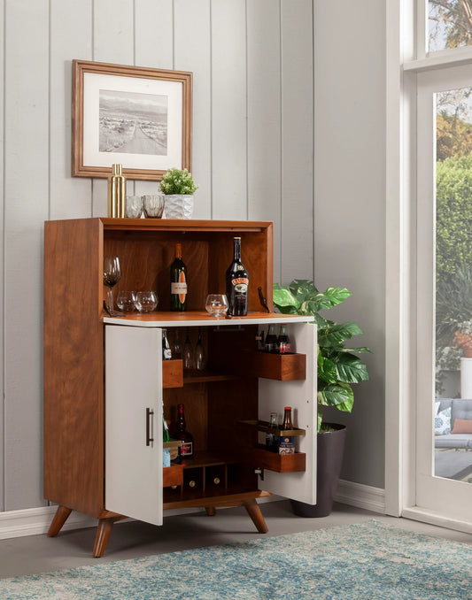 Flynn Large Bar Cabinet with Drop Down Tray – Elegant Storage Solution with Modern Design for Your Entertaining Space