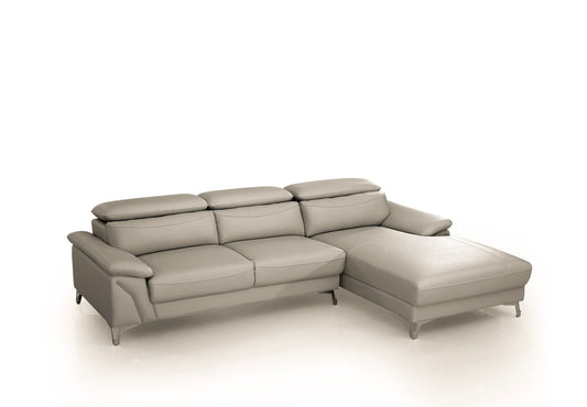 Divani Casa Sura - Modern Light Grey Leather Right Facing Sectional Sofa