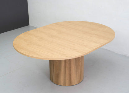 Modrest Miami - Modern Natural Oak Round Dining Table With Extension