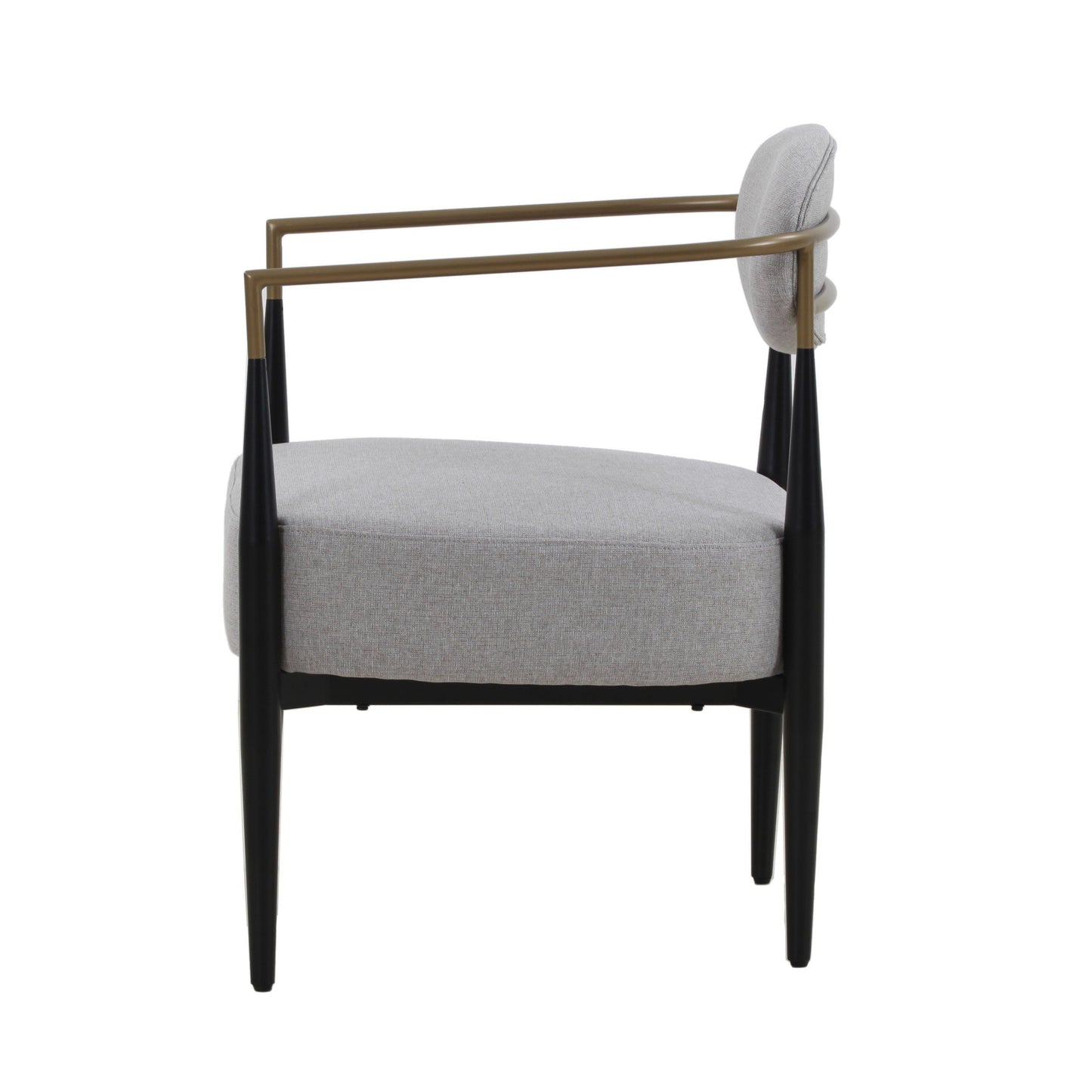 Modrest Liberty - Modern Light Grey Fabric + Black & Gold Dining Chair