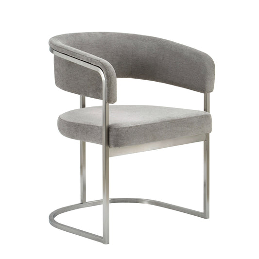 Modrest Sebastian Modern Grey Fabric Dining Chair with Stainless Steel Frame for Contemporary Dining Rooms