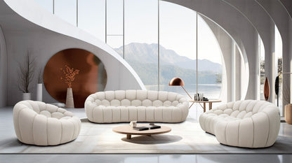 Divani Casa Yolonda Modern Curved Beige Fabric Sofa - Elegant & Comfortable Living Room Seating