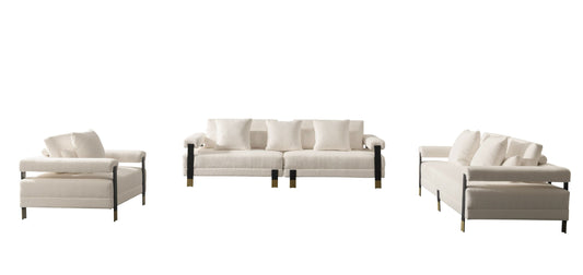 Divani Casa Stratford - Modern Off-White Fabric Sofa Set