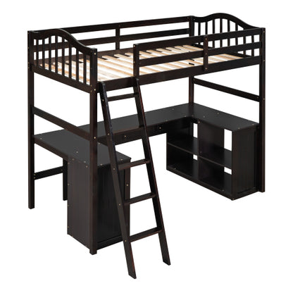 Espresso Twin Workstation Loft Bed