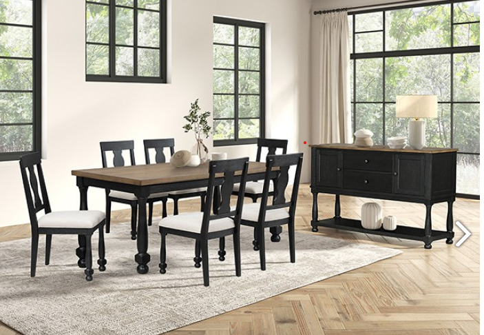 Neue Mills Rectangular Modern Farmhouse Dining Table - Elegant & Sturdy Dining Table with a Contemporary Farmhouse Design