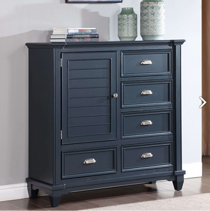 Manzanillo Armoire Transitional Solid Wood Slate Blue Armoire