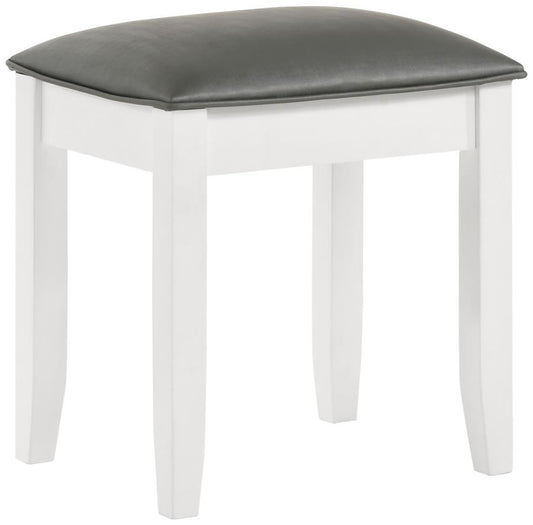 Felicity Upholstered Vanity Stool Metallic and Glossy White - Chic and Comfortable Seating for Your Vanity Area