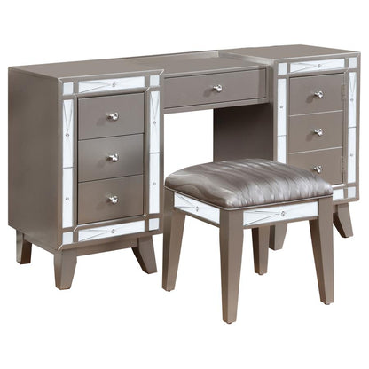 Vanity Desk Table and Stool Set Metallic Mercury