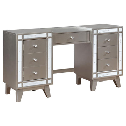 Vanity Desk Table and Stool Set Metallic Mercury