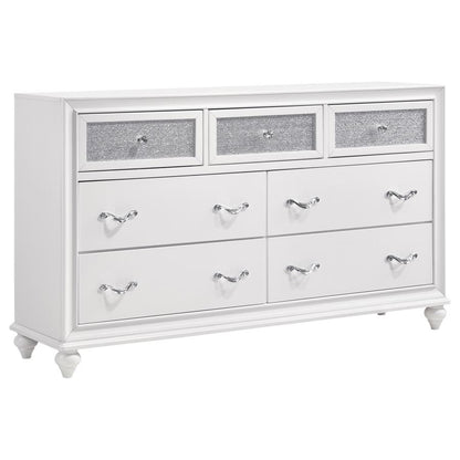 Barzini 7-Drawer Dresser – White Finish for Modern Glam and Generous Bedroom Storage