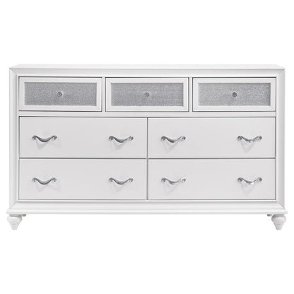 Barzini 7-Drawer Dresser – White Finish for Modern Glam and Generous Bedroom Storage