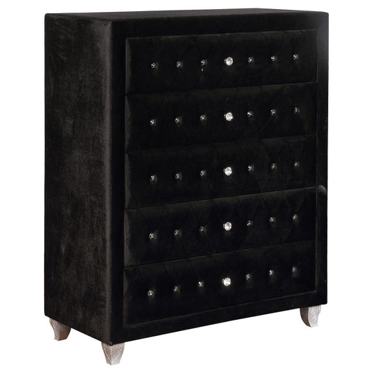 Deanna 5-Drawer Rectangular Chest Black