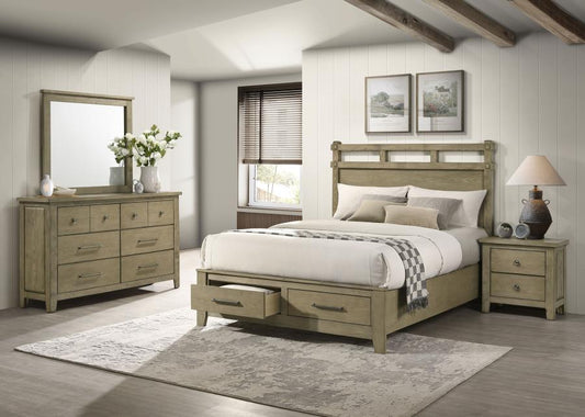 Hazlewood 4-Piece Bedroom Set in Vineyard Oak - Complete Elegant Bedroom Furniture