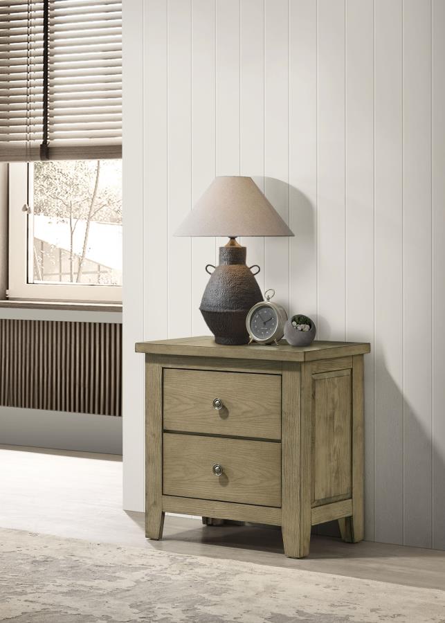 Hazlewood 2-Drawer Nightstand Bedside Table in Vineyard Oak - Stylish Bedroom Storage