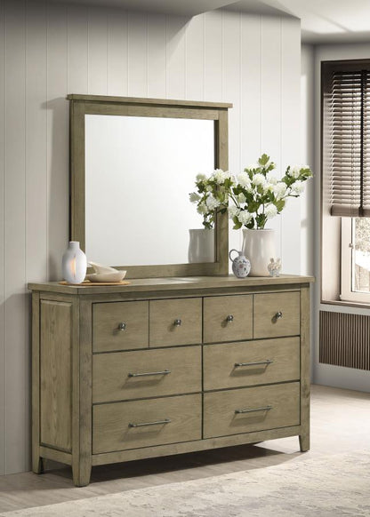 Hazlewood 6-Drawer Bedroom Dresser with Mirror in Vineyard Oak - Stylish & Functional Storage
