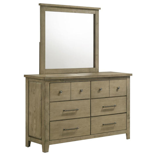 Hazlewood 6-Drawer Bedroom Dresser with Mirror in Vineyard Oak - Stylish & Functional Storage