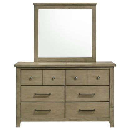 Hazlewood 6-Drawer Bedroom Dresser with Mirror in Vineyard Oak - Stylish & Functional Storage