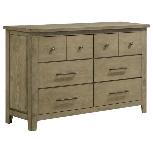 Hazlewood 6-Drawer Bedroom Dresser Cabinet in Vineyard Oak - Spacious Storage Solution