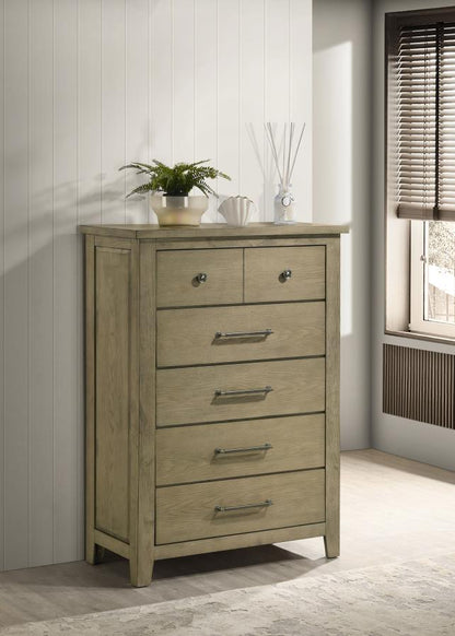 Hazlewood 5-Drawer Bedroom Chest in Vineyard Oak - Elegant & Functional Storage