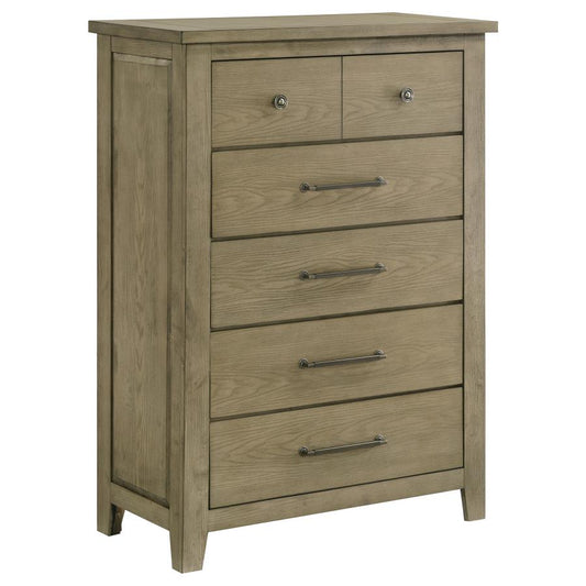 Hazlewood 5-Drawer Bedroom Chest in Vineyard Oak - Elegant & Functional Storage