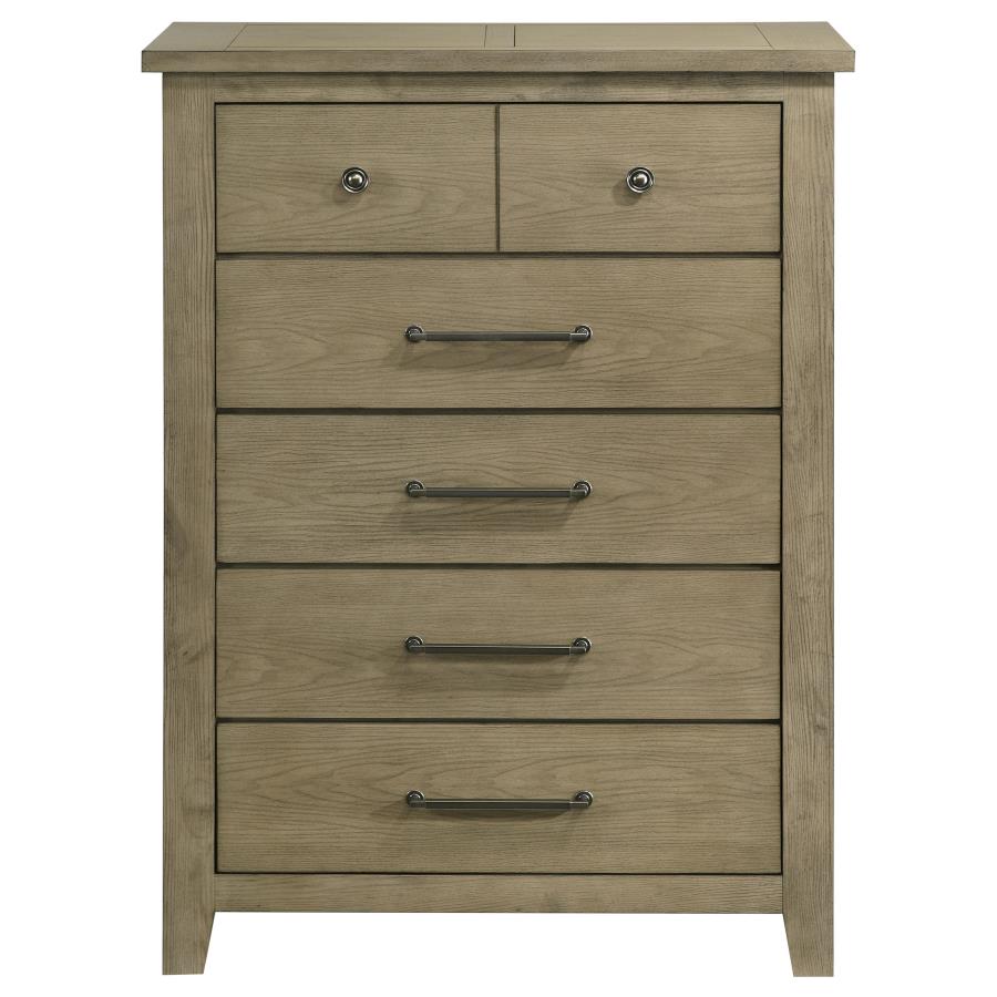 Hazlewood 5-Drawer Bedroom Chest in Vineyard Oak - Elegant & Functional Storage